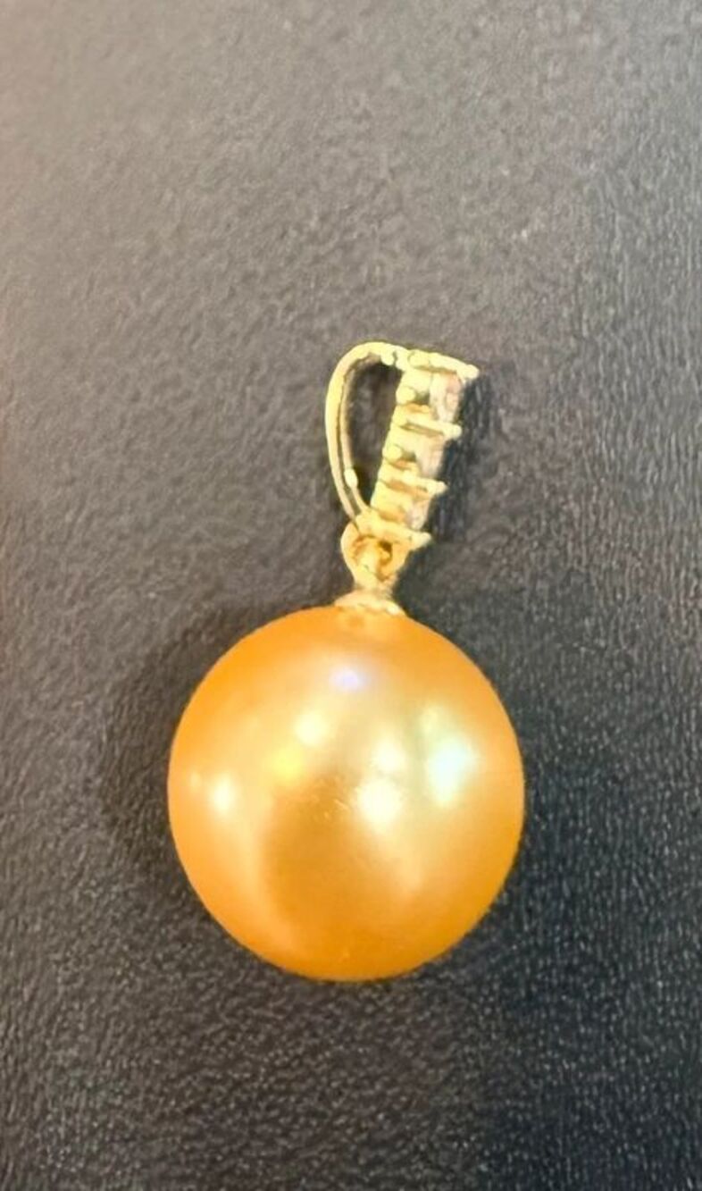 18K Golden Plated Classic Round Yellow Faux Pearl Pendant